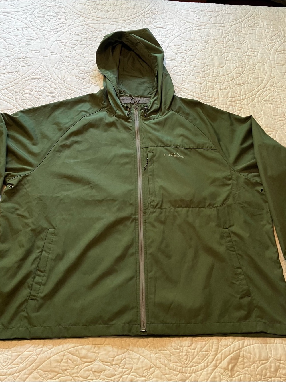 Eddie Bauer Olive Green Hooded Wind Breaker